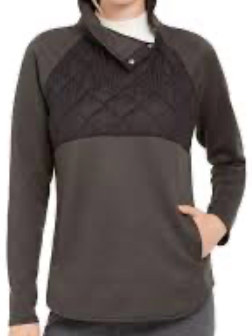32 Degrees Quilted Yoke Pullover Hoodie - Dark Brown